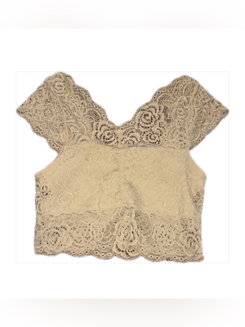 NWOT Prime Cut Beige Lace Off-Shoulder Crop Top